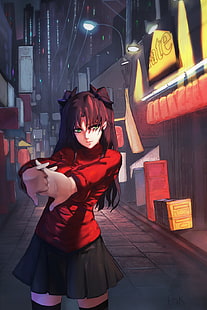 Fate-Serie, Fate / Stay Night: Unbegrenzte Klingenarbeiten, Fate / Stay Night, Anime Girls, Tohsaka Rin, HD-Hintergrundbild HD wallpaper