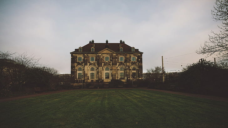 house, mansions, grass, HD wallpaper