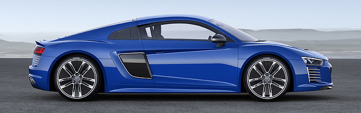 Audi R8, blaue Autos, Auto, Doppelmonitore, Elektroauto, Mehrfachanzeige, Superauto, Fahrzeug, HD-Hintergrundbild