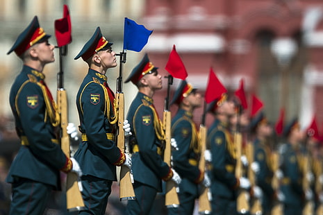 оръжия, празник, ден на победата, войници, парад, знамена, червен площад, 9 май, HD тапет HD wallpaper