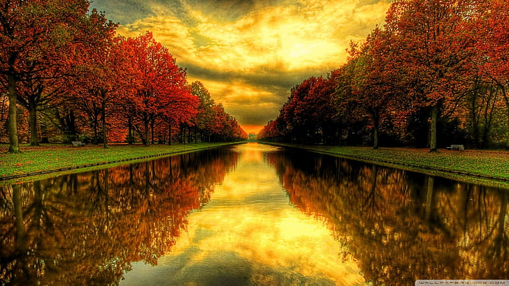 nature, 1920x1080, autumn, Water, sky, tree, fall, fall desktop, fall  hd, fall pictures, fall  images, HD wallpaper