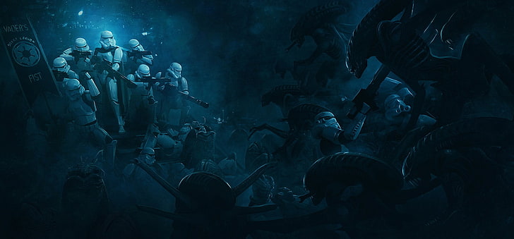 Star Wars Stormtroopers wallpaper digital, alien, Storm Troopers vs Xenomorphs, Wallpaper HD