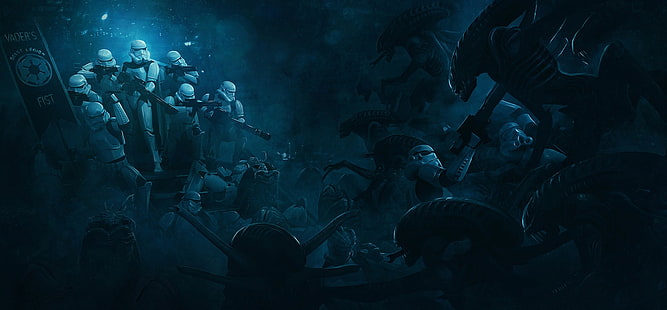 Star Wars Stormtroopers digitales Hintergrundbild, Aliens, Storm Troopers vs Xenomorphs, HD-Hintergrundbild HD wallpaper