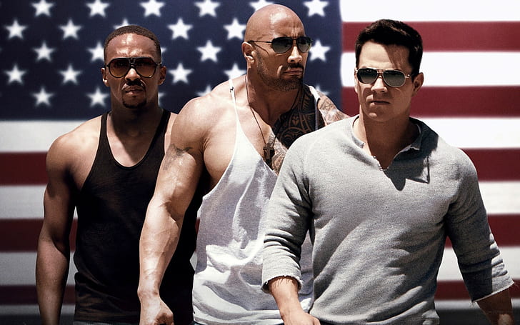 Schmerz und Gewinn, Dwayne Johnson, Mark Wahlberg, Flagge, Filme, Männer, HD-Hintergrundbild
