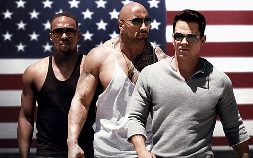 Schmerz und Gewinn, Dwayne Johnson, Mark Wahlberg, Flagge, Filme, Männer, HD-Hintergrundbild HD wallpaper