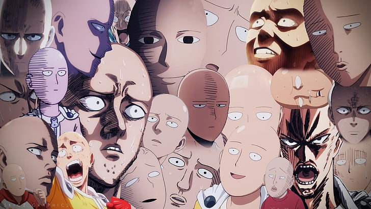 One Punch Man Saitama, One-Punch Man, Saitama, twarz, grafika, Tapety HD