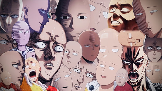 One Punch Man Saitama, One-Punch Man, Saitama, ansikte, konstverk, HD tapet HD wallpaper
