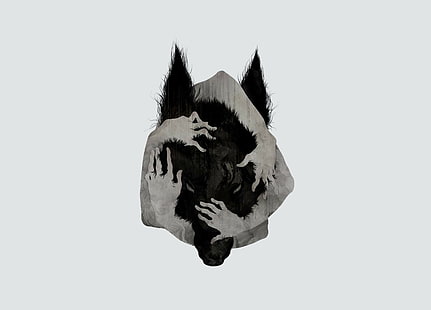 الذئب الأسود قصاصة فنية ، الذئب، خلفية HD HD wallpaper