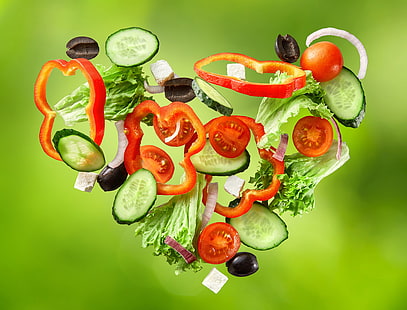 keju, lada, sayuran, tomat, zaitun, salad, Wallpaper HD HD wallpaper