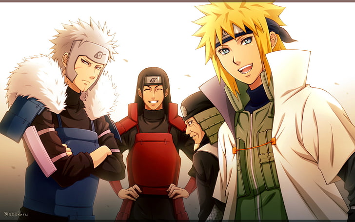 Trois personnages de Naruto Hukage, Anime, Naruto, Hashirama Senju, Hiruzen Sarutobi, Minato Namikaze, Tobirama Senju, Fond d'écran HD