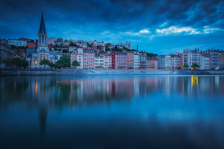 river, France, Lyon, HD wallpaper
