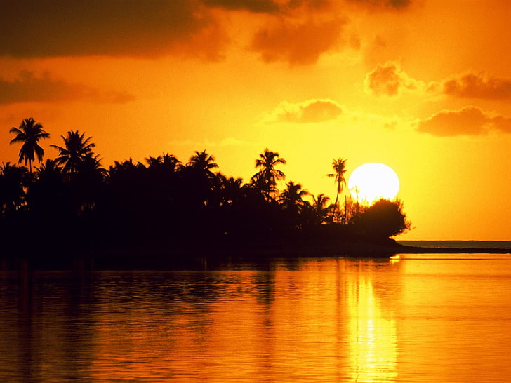 zachód słońca, światło słoneczne, woda, Tapety HD