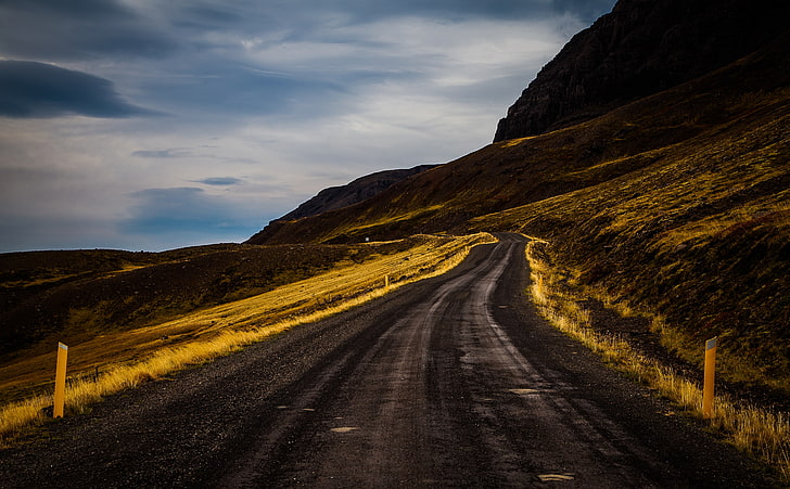 Road Landscape, Europe, Iceland, Dark, Travel, Landscape, Autumn, Scenery, Journey, Trip, Road, Route, October, Highlands, olafsvik, HD wallpaper