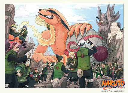 Naruto Wallpaper, Poster Naruto, Uzumaki Naruto, Hyuuga Hinata, Haruno Sakura, Hyuuga Neji, Yamanaka Ino, Inuzuka Kiba, Kyuubi, Nara Shikamaru, Hatake Kakashi, anime, crossover, HD papel de parede HD wallpaper