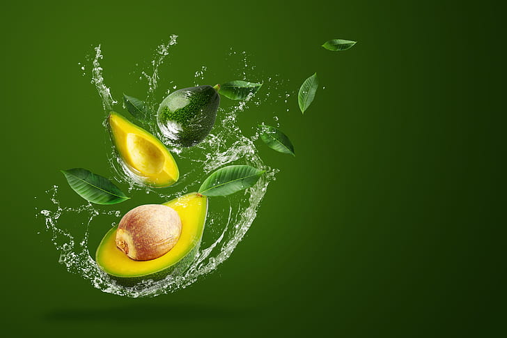 water, squirt, green, background, splash, avocado, HD wallpaper