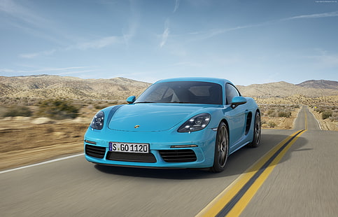 Porsche 718 Cayman S, Beijing Motor Show 2016, biru, coupe, Auto China 2016, Wallpaper HD HD wallpaper