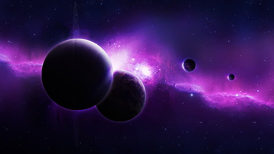 Espacio, universo, planetas, oscuro, púrpura, abstracto, galaxia púrpura y negra, espacio, universo, planetas, oscuro, púrpura, abstracto, Fondo de pantalla HD HD wallpaper