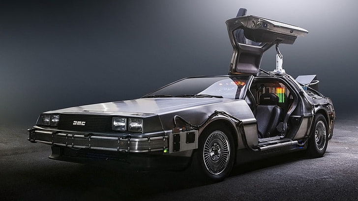 carta da parati digitale coupé nera e grigia, Ritorno al futuro, DeLorean, supercar, viaggi nel tempo, Sfondo HD