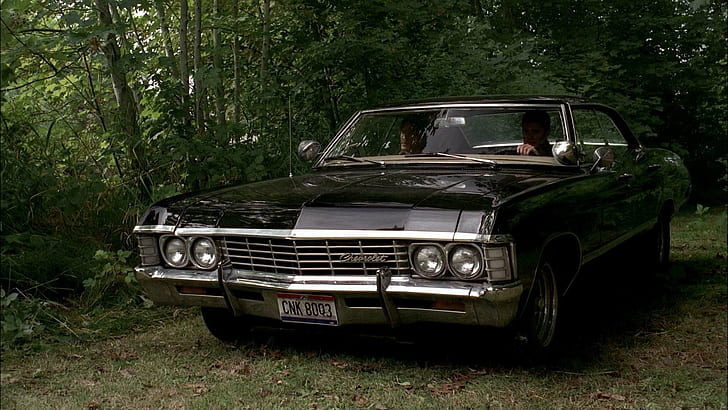 negro, autos, chevrolet, impala, sobrenatural, winchester, Fondo de pantalla HD