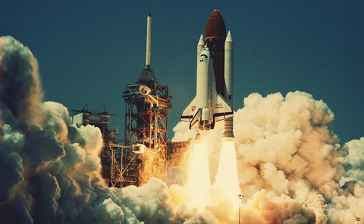 Space Shuttle Launch HD Wallpaper, white space shuttle, Space, space shuttle launch, HD wallpaper