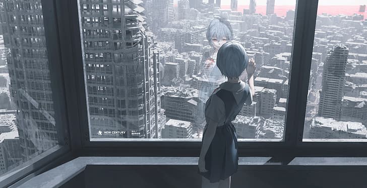 Homutan, Anime, Anime-Mädchen, Neon Genesis Evangelion, Ayanami Rei, Ruine, HD-Hintergrundbild