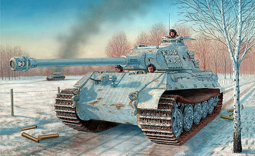 gray military tank, figure, the second world, the Germans, the Wehrmacht, heavy tank, Tiger II, Sd. Car. 182, tiger 2, PzKpfw VI Ausf. B, King tiger, рorsche turret, Royal tiger, s. Pz.Dept.503, Field Mr hall, 503 rd heavy tank battalion, HD wallpaper HD wallpaper