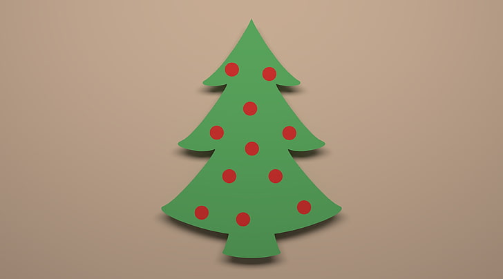 Christmas Tree, Holidays, Christmas, edothekid, green, 3d, brown, red, christmas tree, christmastree, tree, simpel, holiday, HD wallpaper