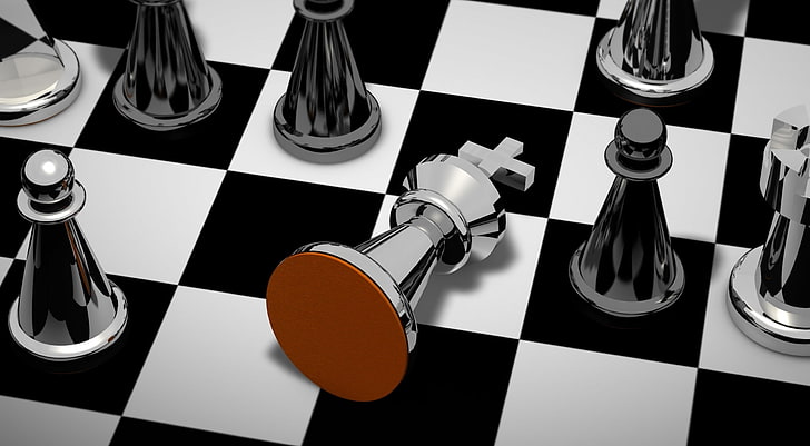 Checkmate, Games, Chess, Black, Play, Horse, Game, King, Figures, Strategy, Silver, chess board, rooks, pawns, checkmate, chess pieces, 3d model, rendering, HD wallpaper