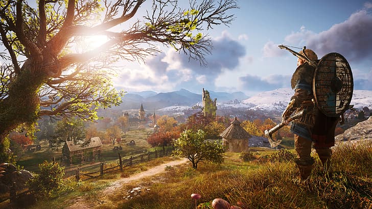 Assassin's Creed: Valhalla, gry wideo, grafika z gier wideo, sztuka cyfrowa, wiking, topór, Tapety HD