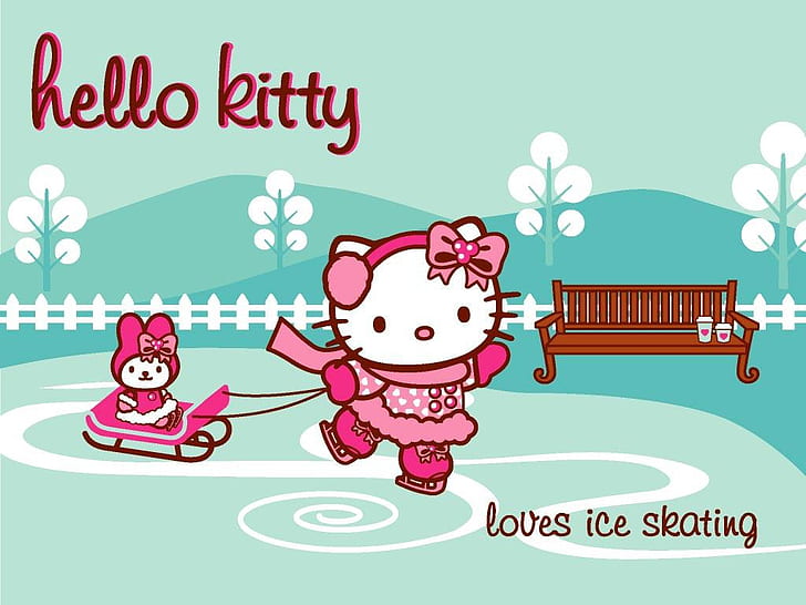 båge söt Hello Kitty Anime Hello Kitty HD Art, söt, ROSA, Hello Kitty, Klänning, båge, HD tapet