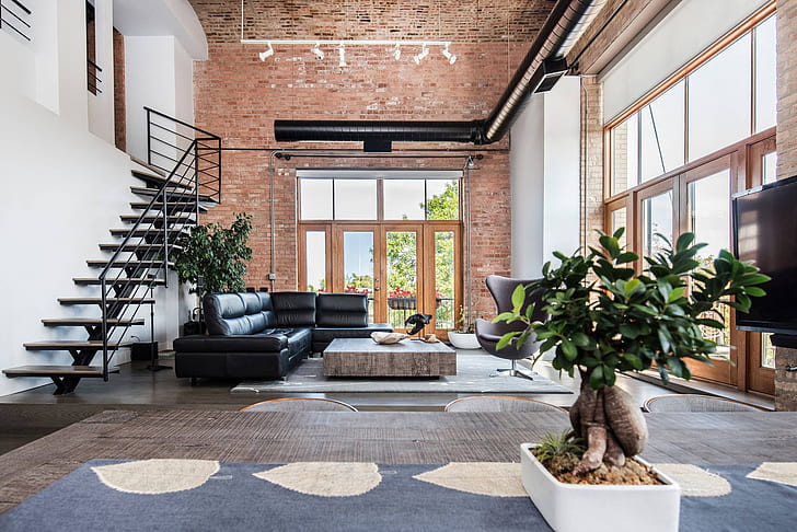 Villa, interior, living room, Chicago Loft, HD wallpaper