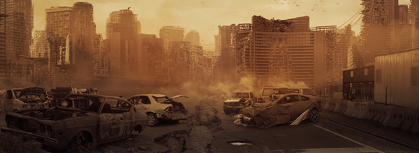 Apocalypse, Aero, Creative, City, Cars, Urban, Apocalypse, photomanipulation, วอลล์เปเปอร์ HD HD wallpaper