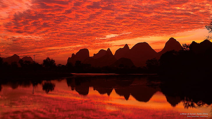 Rivière Li au coucher du soleil, Guilin, Chine, Asie, Fond d'écran HD