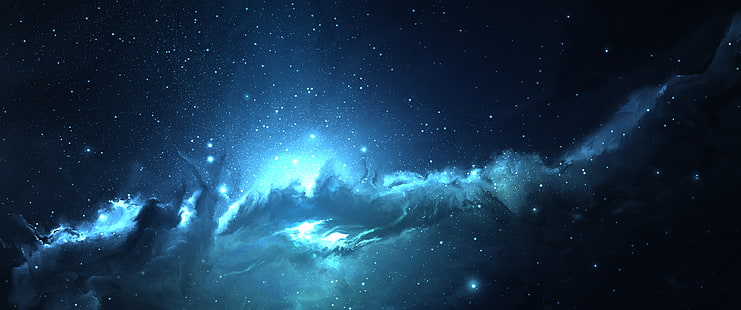 nuvole blu, ultrawide, spazio, blu, Sfondo HD HD wallpaper