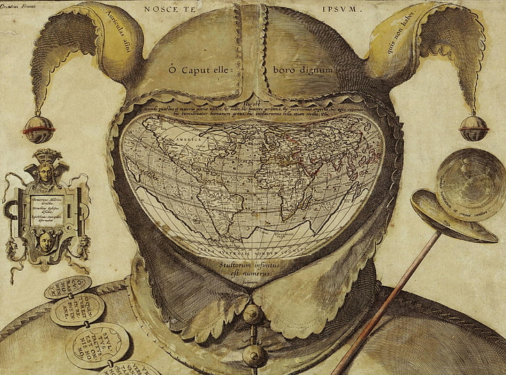 Fool's Cap Map of the World, кафява карта, Vintage, World, Fool's, HD тапет