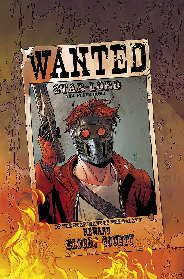 Poster Star-Lord Wanted, Star Lord, Wanted, Guardians of the Galaxy, Wallpaper HD, wallpaper seluler