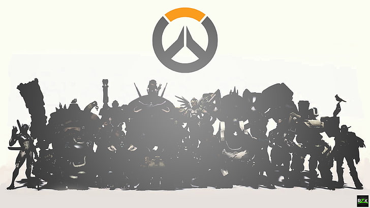 silhouette of fictional character wallpaper, Overwatch, Tracer (Overwatch), Roadhog, Mc Cree, video games, Widowmaker (Overwatch), Mercy (Overwatch), D.Va (Overwatch), Hanzo (Overwatch), Genji (Overwatch), HD wallpaper