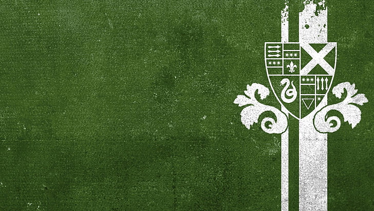 weißes und grünes Logo, Slytherin, Sonserina, Harry Potter, Hogwarts, HD-Hintergrundbild