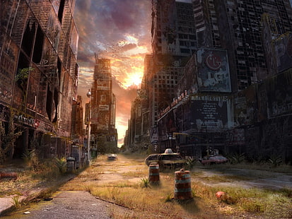 призрачно село цифрови тапети, опустошение, Ню Йорк, Таймс Скуеър, HD тапет HD wallpaper