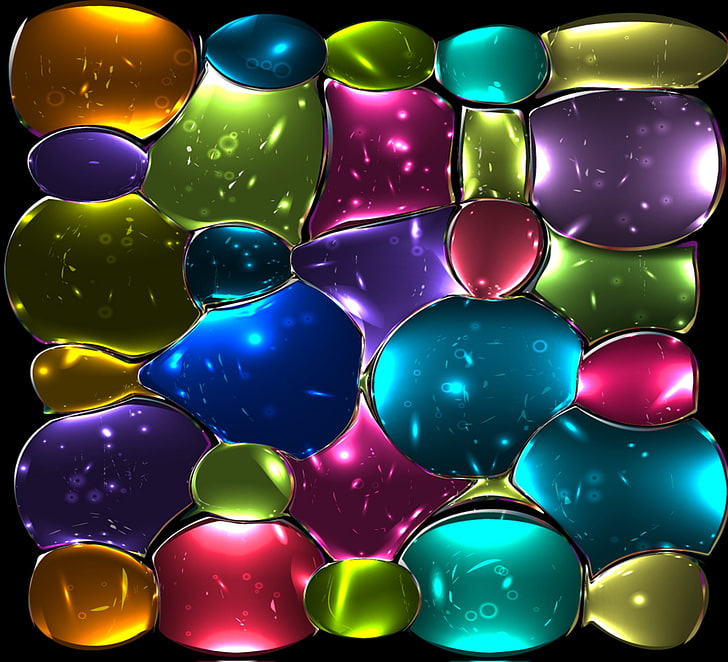 илюстрация с маслени балони, стъкло, мозайка, цветове, цветни, абстрактни, витражи, фон, плочки, HD тапет