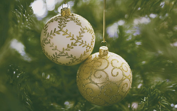 Ornamenti natalizi, colorati, festivi, Sfondo HD