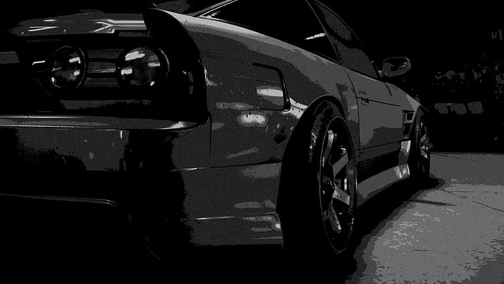 أحادية اللون الأسود سيارة نيسان 180sx تحتاج إلى السرعة، خلفية HD