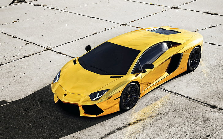 gold Lamborghini sports coupe, car, Lamborghini, yellow cars, vehicle, Super Car, HD wallpaper