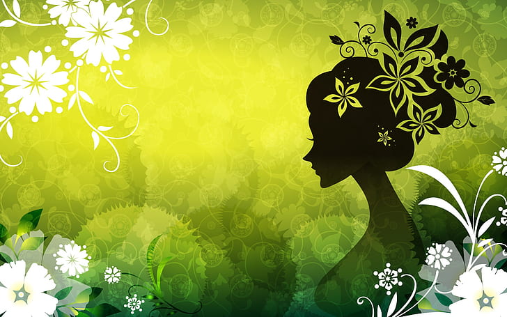 Vektor wanita bunga hijau, Vektor, Wanita, Hijau, Wallpaper HD
