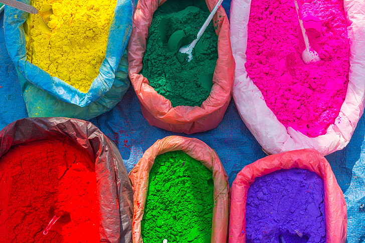 colorful, colors, nepal, powder, street market, HD wallpaper
