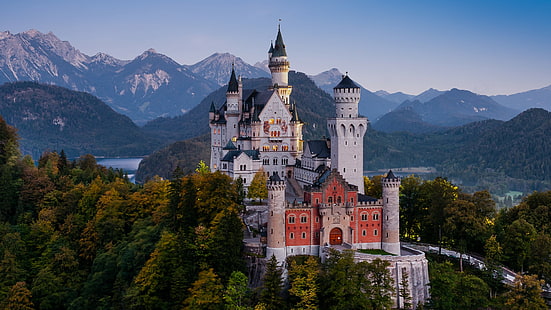 пейзаж, замък, замък Нойшванщайн, Германия, HD тапет HD wallpaper