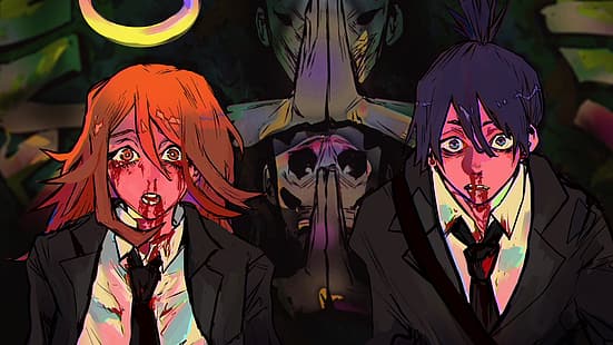 manga, Chainsaw Man, artwork, Devil, tie, Angel Devil, Aki (Chainsaw Man), Sfondo HD HD wallpaper