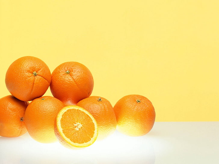فواكه برتقال ، برتقال ، ناضج ، فاكهة ، نصف، خلفية HD