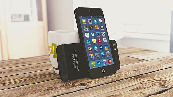 黒いiPhone 5、アップル、iphone、スマートフォン、 HDデスクトップの壁紙 HD wallpaper