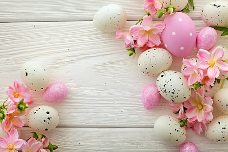 Blumen, Eier, Ostern, Frühling, HD-Hintergrundbild HD wallpaper